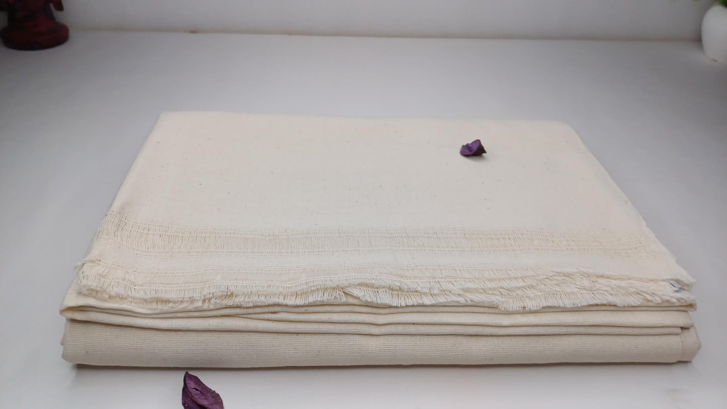 TARA Large Handwoven Pure Organic Cotton White Tibetan Buddhist Monk Meditation Shawl,Indian Cotton Tantrik Wrap,Tibetan Buddhist Prayer Zen