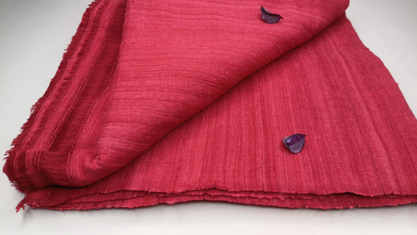 NIRVANA Large Traditional Handwoven Burgundy Tibetan Buddhist Raw Eri Silk Meditation Shawl,Tantric Meditation Wrap,Buddhist Prayer Silk Zen