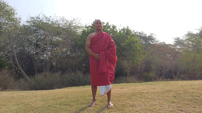 NIRVANA Large Traditional Handwoven Burgundy Tibetan Buddhist Raw Eri Silk Meditation Shawl,Tantric Meditation Wrap,Buddhist Prayer Silk Zen
