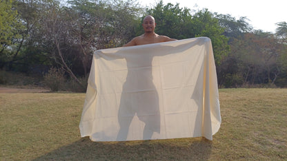 TARA Large Handwoven Pure Organic Cotton White Tibetan Buddhist Monk Meditation Shawl,Indian Cotton Tantrik Wrap,Tibetan Buddhist Prayer Zen