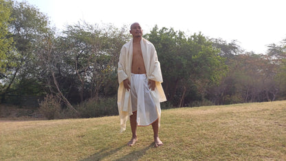 TARA Large Handwoven Pure Organic Cotton White Tibetan Buddhist Monk Meditation Shawl,Indian Cotton Tantrik Wrap,Tibetan Buddhist Prayer Zen
