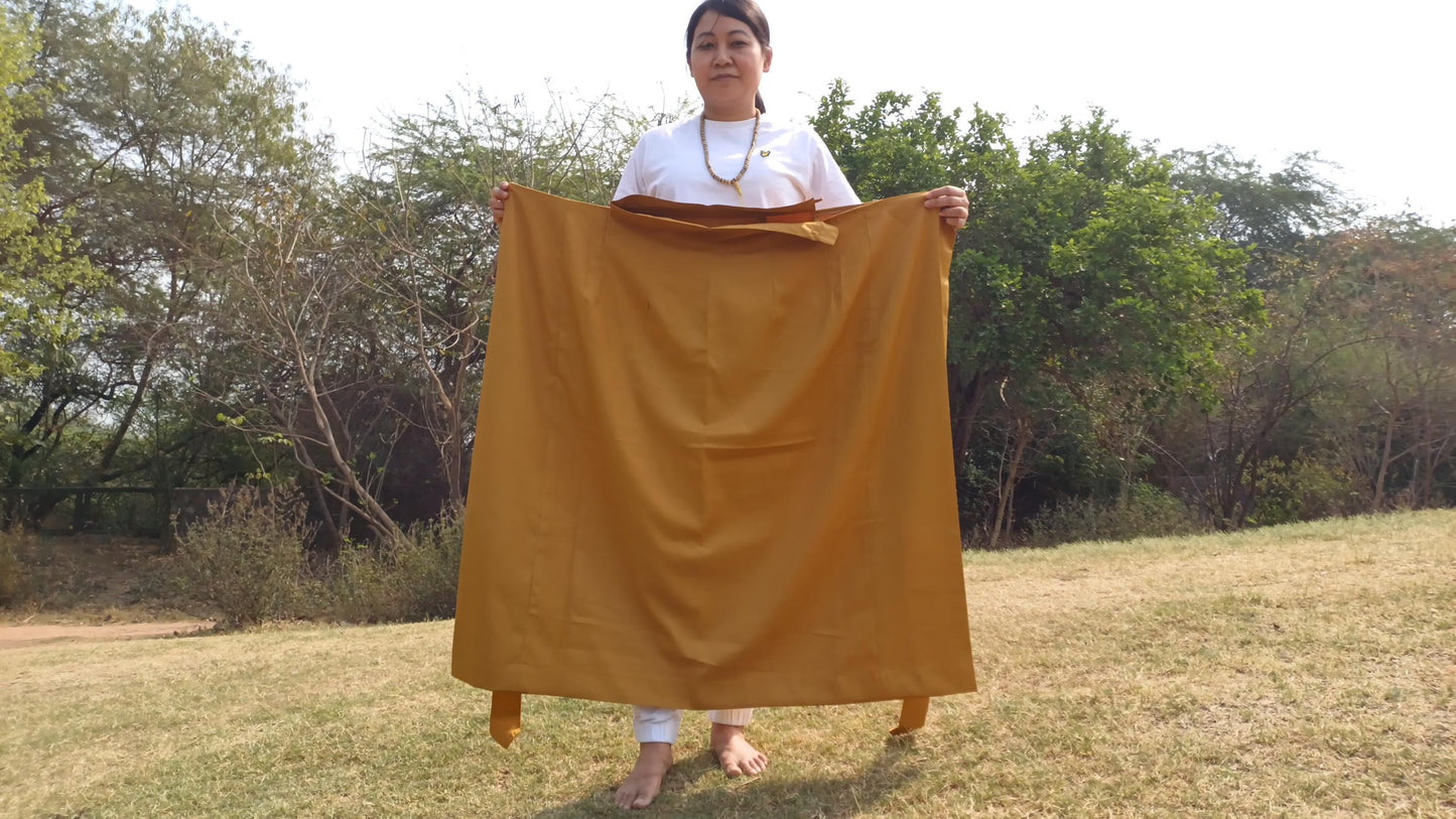 Layman Unisex Tibetan Buddhist Meditation Skirt,Tibetan Half Chuba Wrap-Around Cotton Meditation Cloth,Monastery Style Spiritual Lower Robe