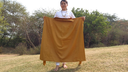 Layman Unisex Tibetan Buddhist Meditation Skirt,Tibetan Half Chuba Wrap-Around Cotton Meditation Cloth,Monastery Style Spiritual Lower Robe