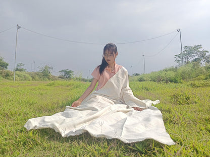 NIRVANA Large Traditional Handwoven White Tibetan Buddhist Raw Eri Silk Meditation Shawl,Tantric Meditation Wrap,Buddhist Prayer Silk Zen