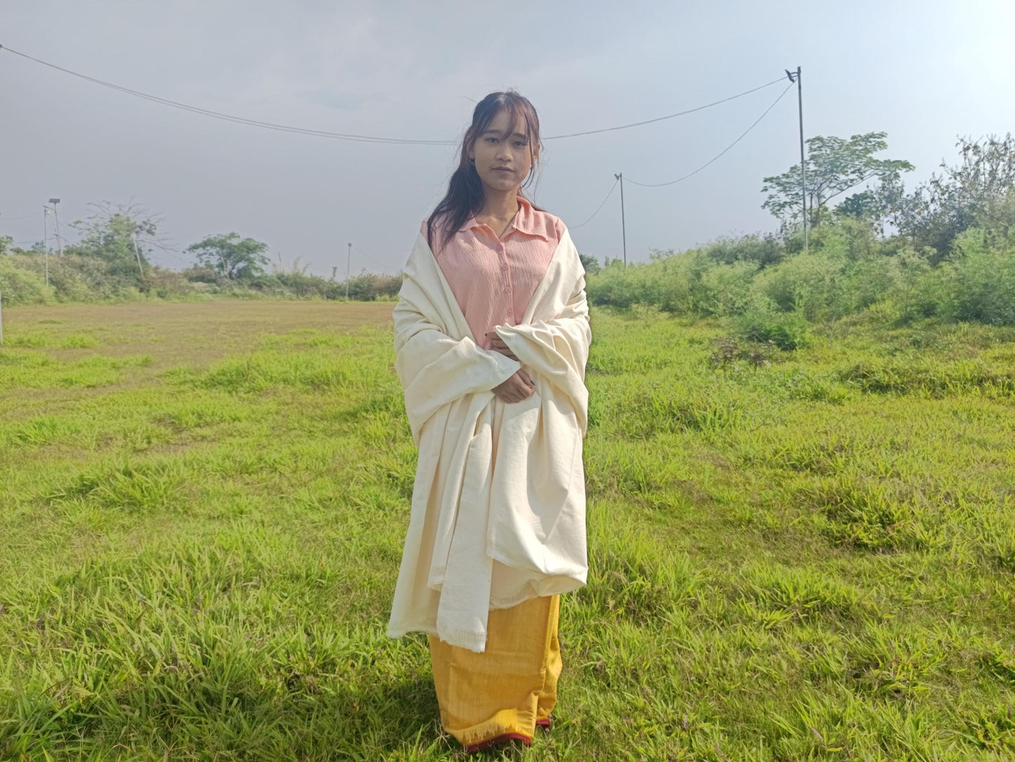 Tara Large Handwoven Pure Organic Cotton White Tibetan Buddhist Monk Meditation Shawl,Indian Cotton Tantrik Wrap,Tibetan Buddhist Prayer Zen