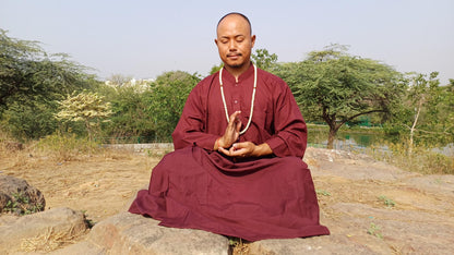 Layman Cotton Burgundy Tibetan Buddhist Meditation Robe Set,Shirt/Wrap Buddhist Prayer Suit,Zen Meditation Clothing,Spiritual Temple Costume