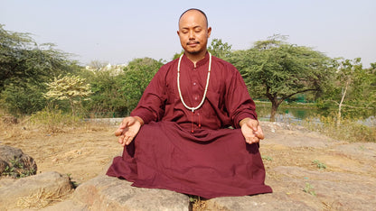 Layman Cotton Burgundy Tibetan Buddhist Meditation Robe Set,Shirt/Wrap Buddhist Prayer Suit,Zen Meditation Clothing,Spiritual Temple Costume