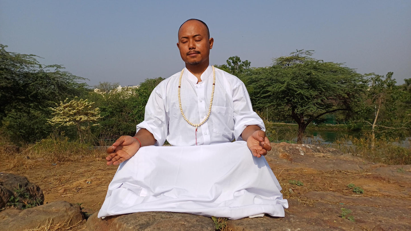 Layman Cotton White Tibetan Buddhist Meditation Robe Set,Shirt/Wrap Buddhist Prayer Suit,Zen Meditation Clothing,Spiritual Temple Costume