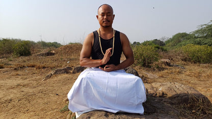 Layman Unisex White Tibetan Buddhist Meditation Skirt,Half Chuba Wrap-Around Cotton Meditation Cloth,Monastry Style Spiritual Lower Robe