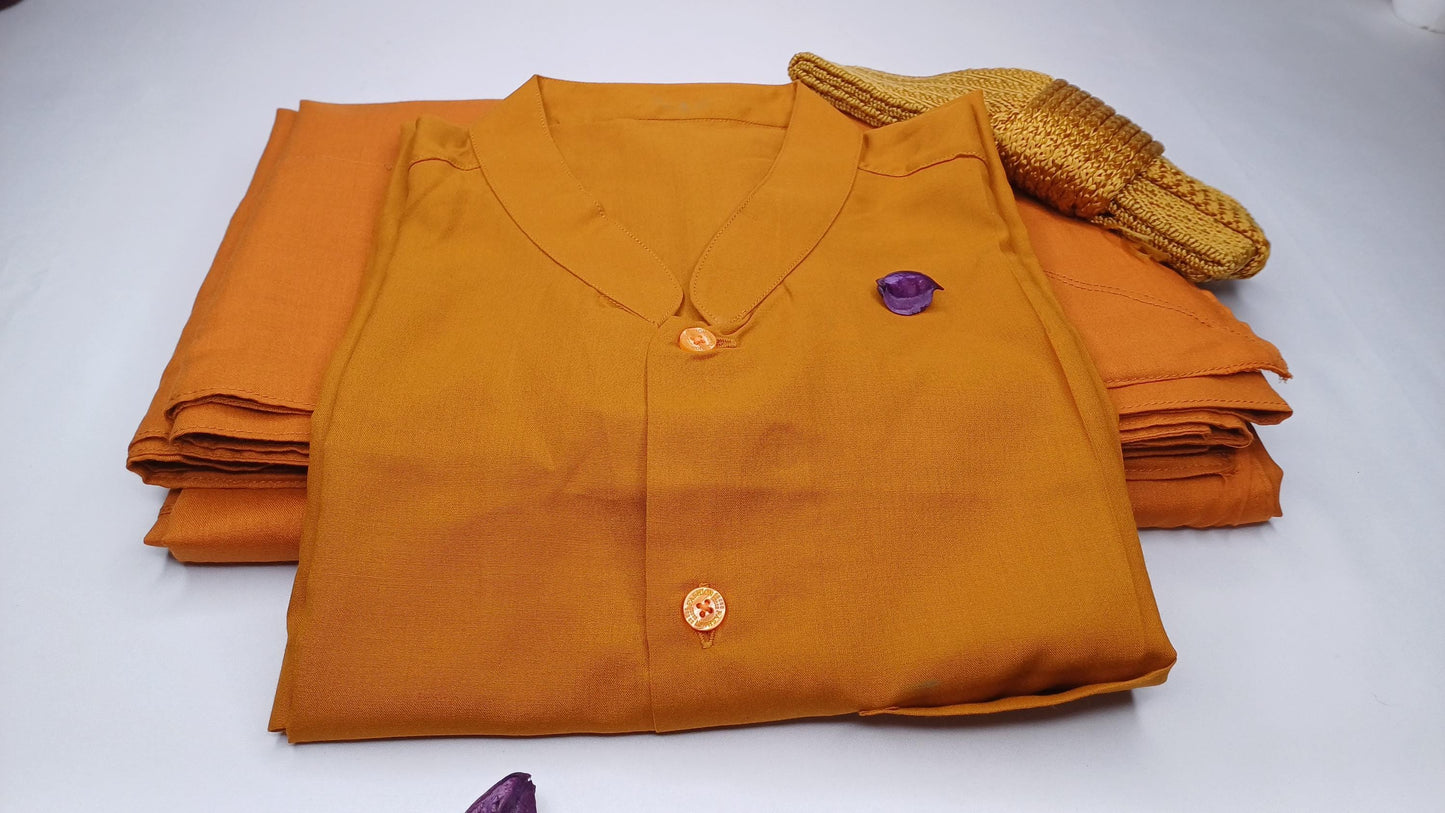 3 Piece Tailored Organic Cotton Authentic Theraveda Buddhist Monk Monastic Robe Set,Kasaya Monastic Prayer/Meditation/Spiritual Cloth Set