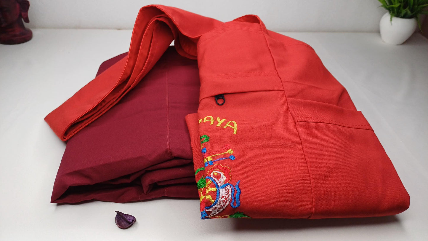 Theraveda Organic Cotton Authentic Buddhist Monk Monastic Robe and Color-Matching Bag Set,Kasaya Monastic Essential Kit,Monks Carrying Combo
