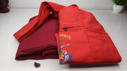 Theraveda Organic Cotton Authentic Buddhist Monk Monastic Robe and Color-Matching Bag Set,Kasaya Monastic Essential Kit,Monks Carrying Combo