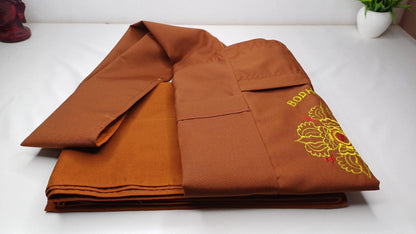 Theraveda Organic Cotton Authentic Buddhist Monk Monastic Robe and Color-Matching Bag Set,Kasaya Monastic Essential Kit,Monks Carrying Combo