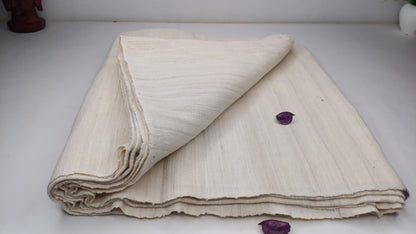 NIRVANA Large Traditional Handwoven White Tibetan Buddhist Raw Eri Silk Meditation Shawl,Tantric Meditation Wrap,Buddhist Prayer Silk Zen