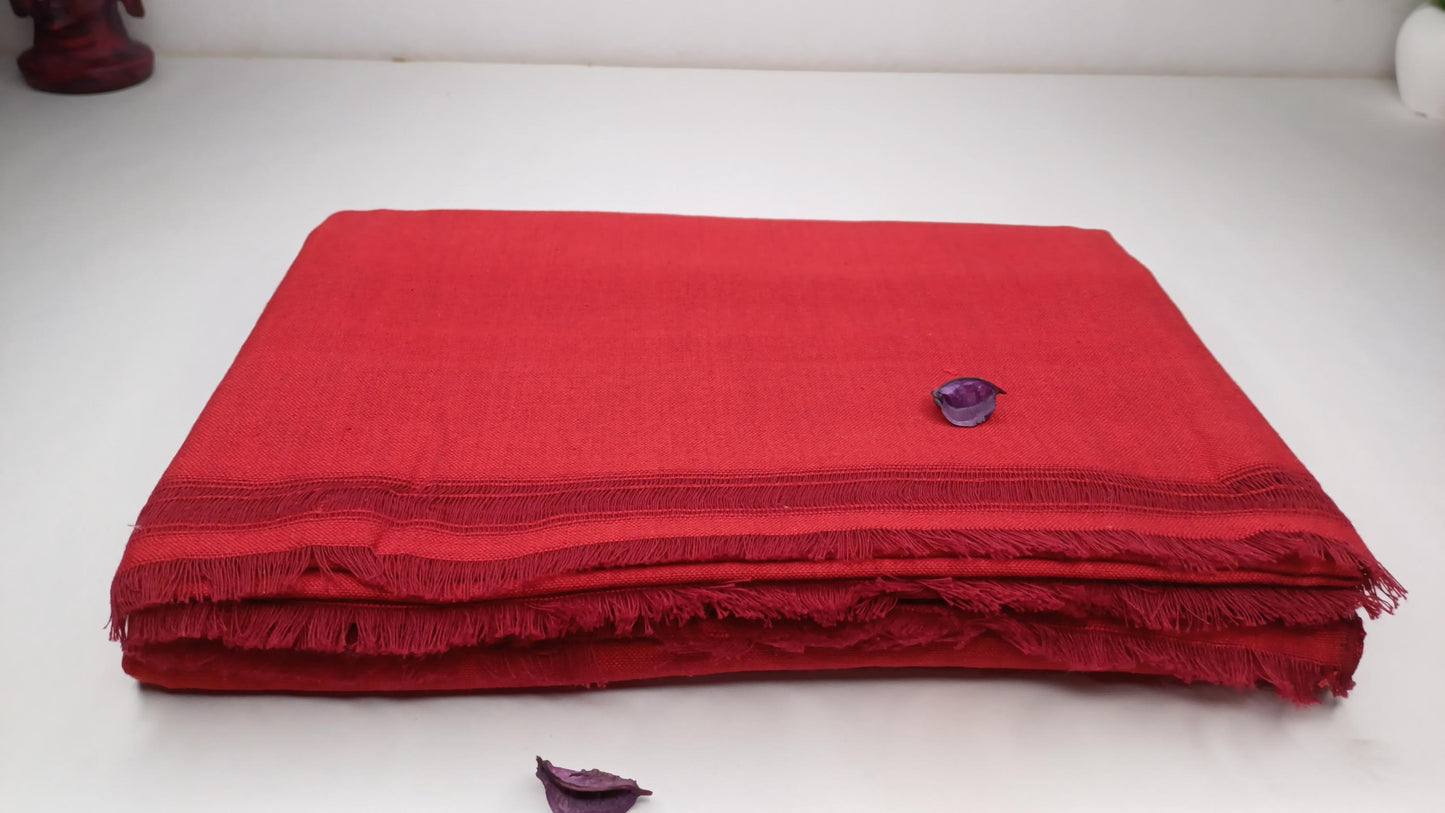 MANJUSHRI Large Handwoven Organic Cotton Red Tibetan Buddhist Monk Meditation Shawl,Indian Cotton Tantrik Prayer Wrap,Buddhist Prayer Zen