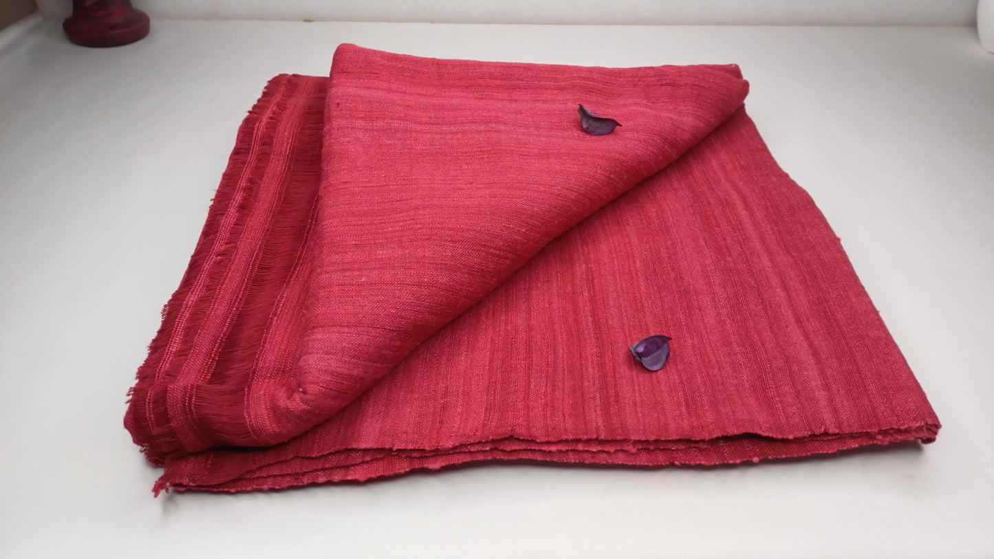 NIRVANA Large Traditional Handwoven Burgundy Tibetan Buddhist Raw Eri Silk Meditation Shawl,Tantric Meditation Wrap,Buddhist Prayer Silk Zen