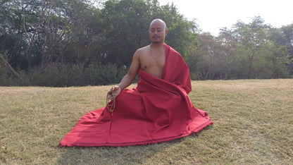 MANJUSHRI Large Handwoven Organic Cotton Maroon Tibetan Buddhist Monk Meditation Shawl,Indian Cotton Tantrik Prayer Wrap,Buddhist Prayer Zen