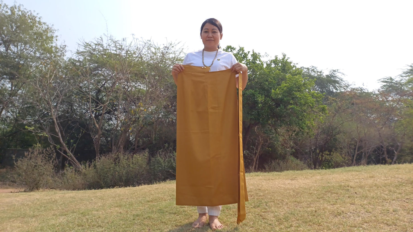 Layman Unisex Tibetan Buddhist Meditation Skirt,Tibetan Half Chuba Wrap-Around Cotton Meditation Cloth,Monastery Style Spiritual Lower Robe
