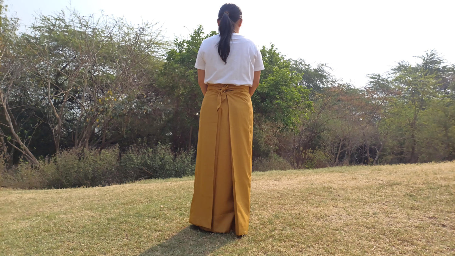 Layman Unisex Tibetan Buddhist Meditation Skirt,Tibetan Half Chuba Wrap-Around Cotton Meditation Cloth,Monastery Style Spiritual Lower Robe