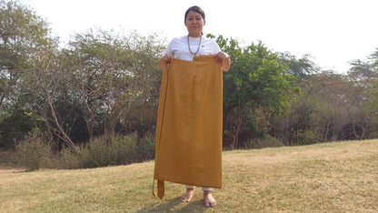 Layman Unisex Tibetan Buddhist Meditation Skirt,Tibetan Half Chuba Wrap-Around Cotton Meditation Cloth,Monastery Style Spiritual Lower Robe