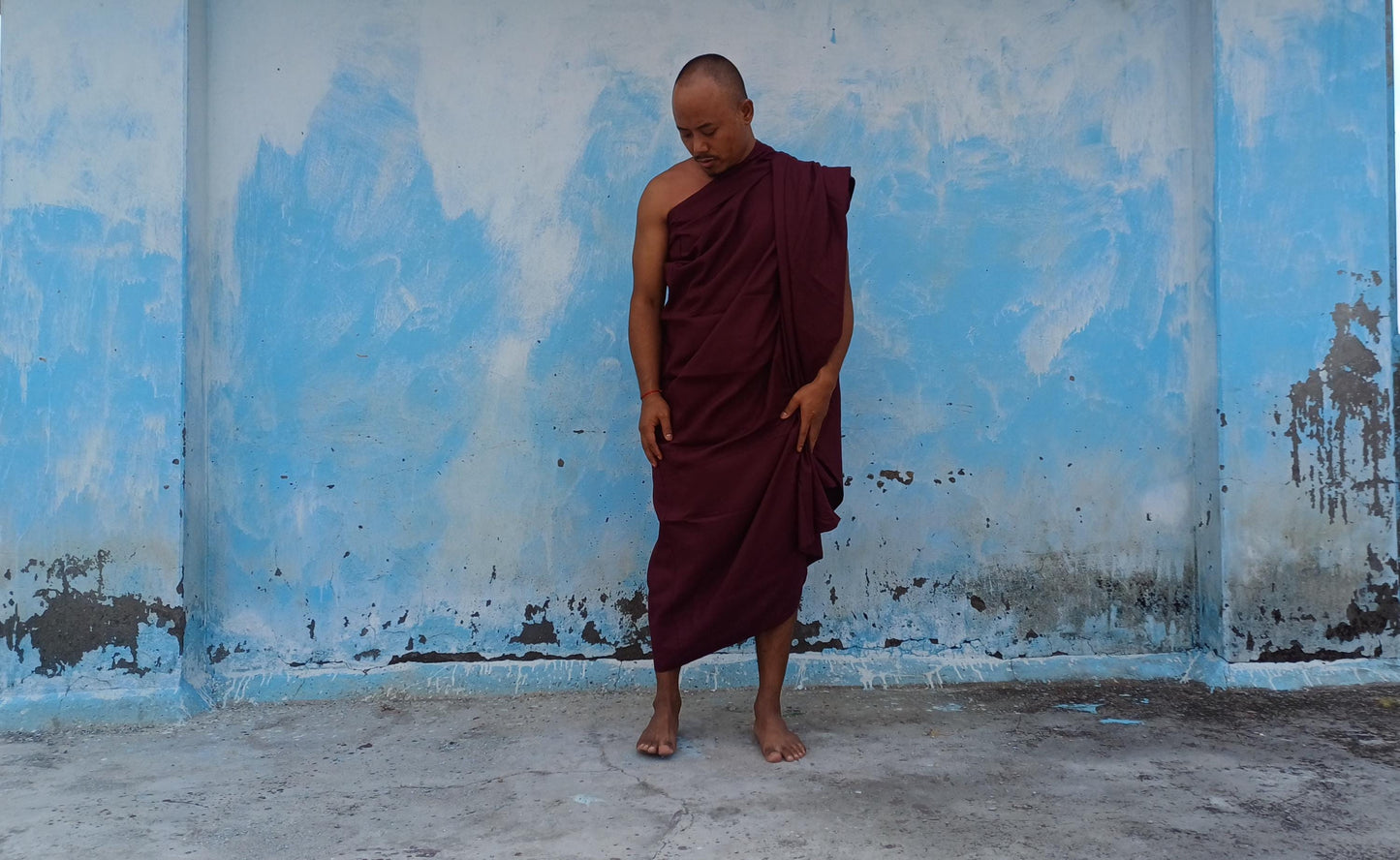 One Piece HandTailored Organic Cotton Authentic Buddhist Monk Monastic Robe,Kasaya Buddhist Monk Prayer/Meditation/Spiritual Cloth,Monk Gift
