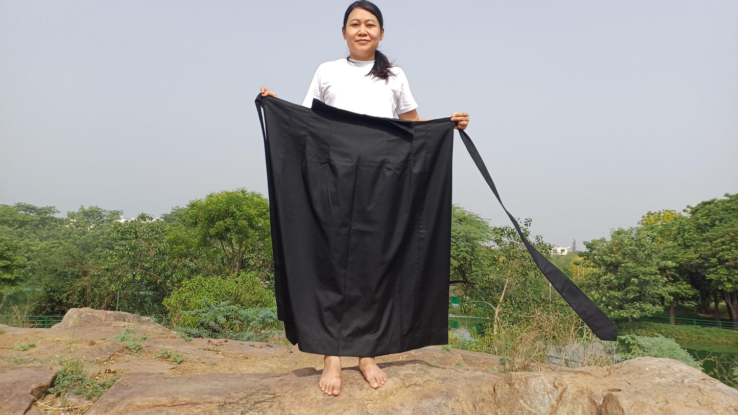 Layman Unisex Tibetan Buddhist Meditation Skirt,Tibetan Half Chuba Wrap-Around Cotton Meditation Cloth,Monastery Style Spiritual Lower Robe