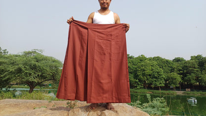 Layman Unisex Copper Tibetan Buddhist Meditation Skirt,Half Chuba Wrap-Around Cotton Meditation Cloth,Monastry Style Spiritual Lower Robe