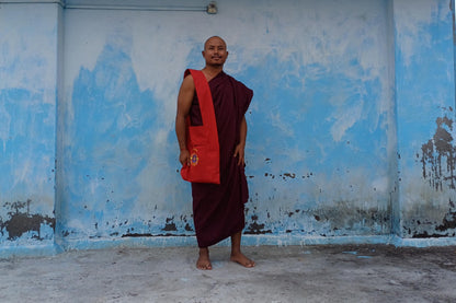 Theraveda Organic Cotton Authentic Buddhist Monk Monastic Robe and Color-Matching Bag Set,Kasaya Monastic Essential Kit,Monks Carrying Combo