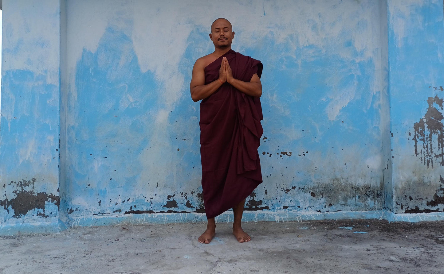 One Piece HandTailored Organic Cotton Authentic Buddhist Monk Monastic Robe,Kasaya Buddhist Monk Prayer/Meditation/Spiritual Cloth,Monk Gift