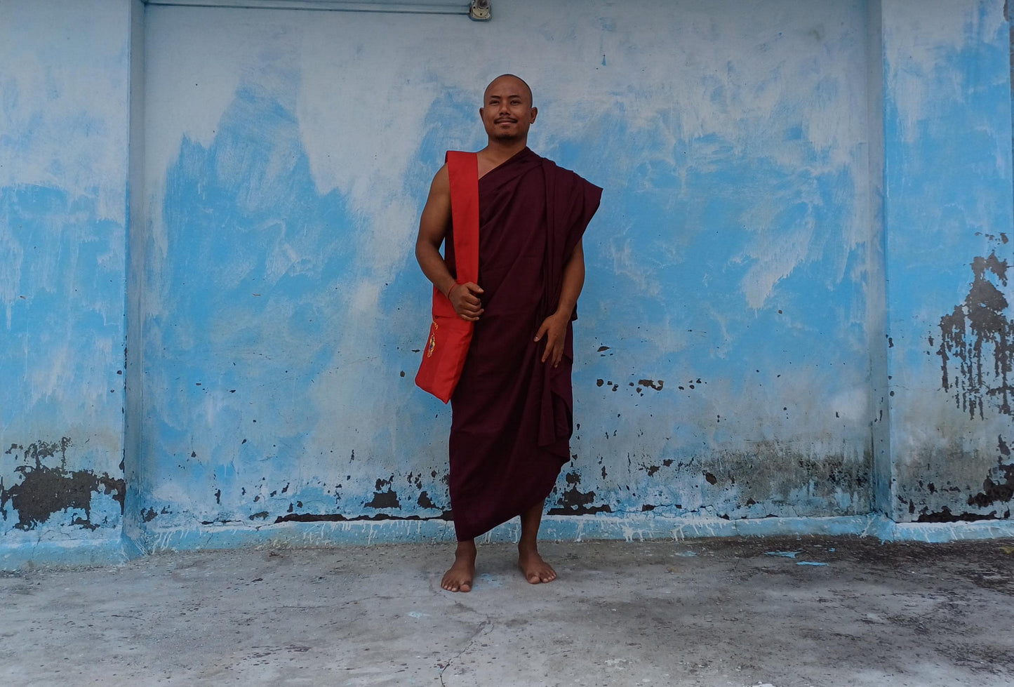Theraveda Organic Cotton Authentic Buddhist Monk Monastic Robe and Color-Matching Bag Set,Kasaya Monastic Essential Kit,Monks Carrying Combo