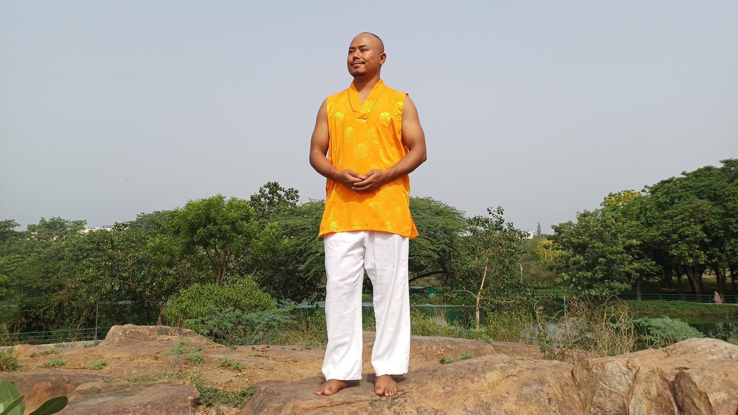Sleeveless Pure Cotton Traditional Tibetan Buddhist Prayer Yogi Shirt,Ethnic Tibetan Meditation Shirt,Tibetan Buddhist Tantrik Prayer Shirt