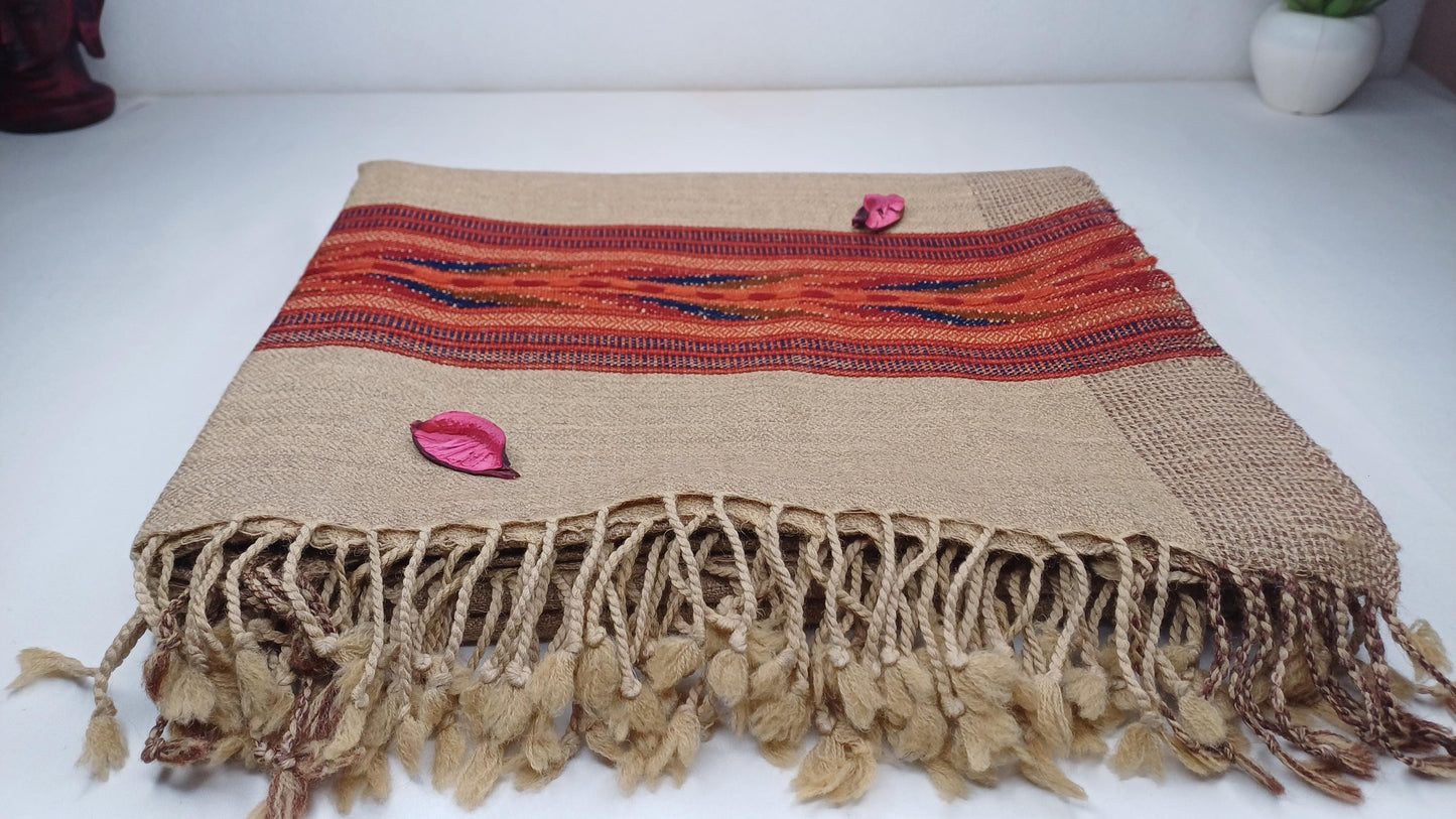 Handwoven Ethical Pure Himalayan Yak Wool Meditation Shawl,Indian Wool Prayer Scarf,Yak Wool Blanket,Ethnic Indian Wrap,Yak Meditation Wrap