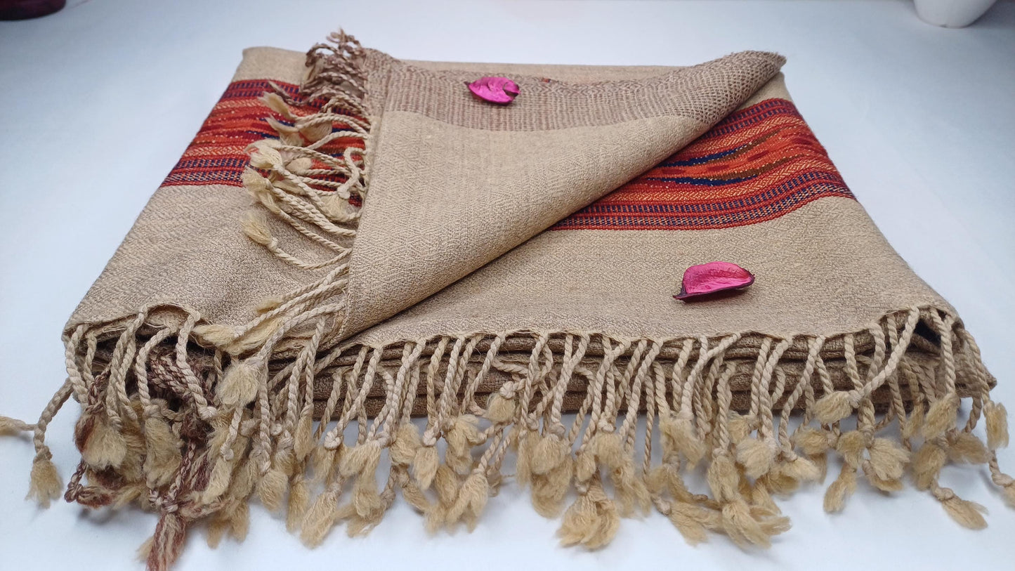 Handwoven Ethical Pure Himalayan Yak Wool Meditation Shawl,Indian Wool Prayer Scarf,Yak Wool Blanket,Ethnic Indian Wrap,Yak Meditation Wrap