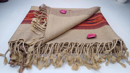 Handwoven Ethical Pure Himalayan Yak Wool Meditation Shawl,Indian Wool Prayer Scarf,Yak Wool Blanket,Ethnic Indian Wrap,Yak Meditation Wrap