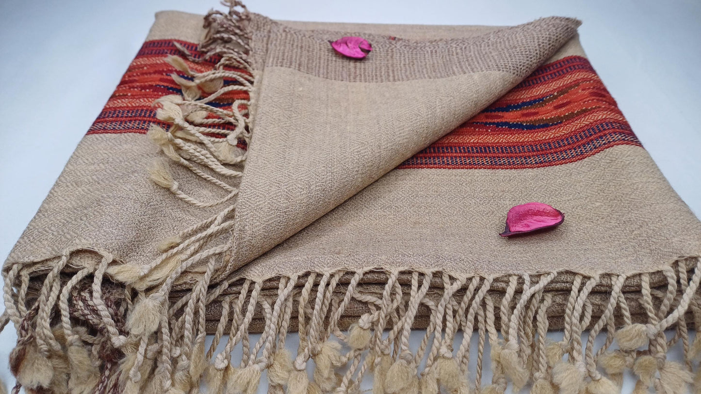 Handwoven Ethical Pure Himalayan Yak Wool Meditation Shawl,Indian Wool Prayer Scarf,Yak Wool Blanket,Ethnic Indian Wrap,Yak Meditation Wrap