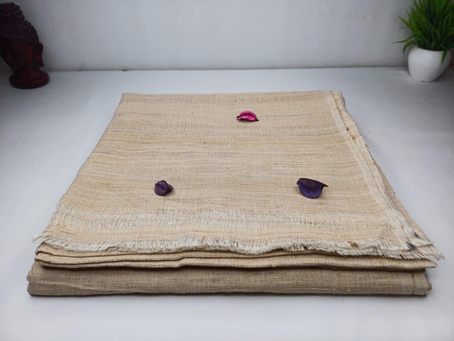 PEACE SILK Traditional Handspun/Handwoven Non-Violent Pure Raw Eri Silk Meditation Shawl/Scarf,Ethical Silk Tantrik Buddhist Prayer Wrap/Zen