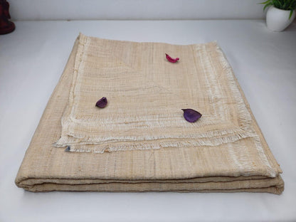 PEACE SILK Traditional Handspun/Handwoven Non-Violent Pure Raw Eri Silk Meditation Shawl/Scarf,Ethical Silk Tantrik Buddhist Prayer Wrap/Zen