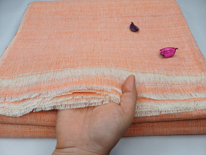 Large Traditional HandspunHandwoven Pink Raw Eri Silk Buddhist Meditation Shawl,Oversize Peace Silk Wrap,Non-Violent Silk Tantrik Prayer Zen