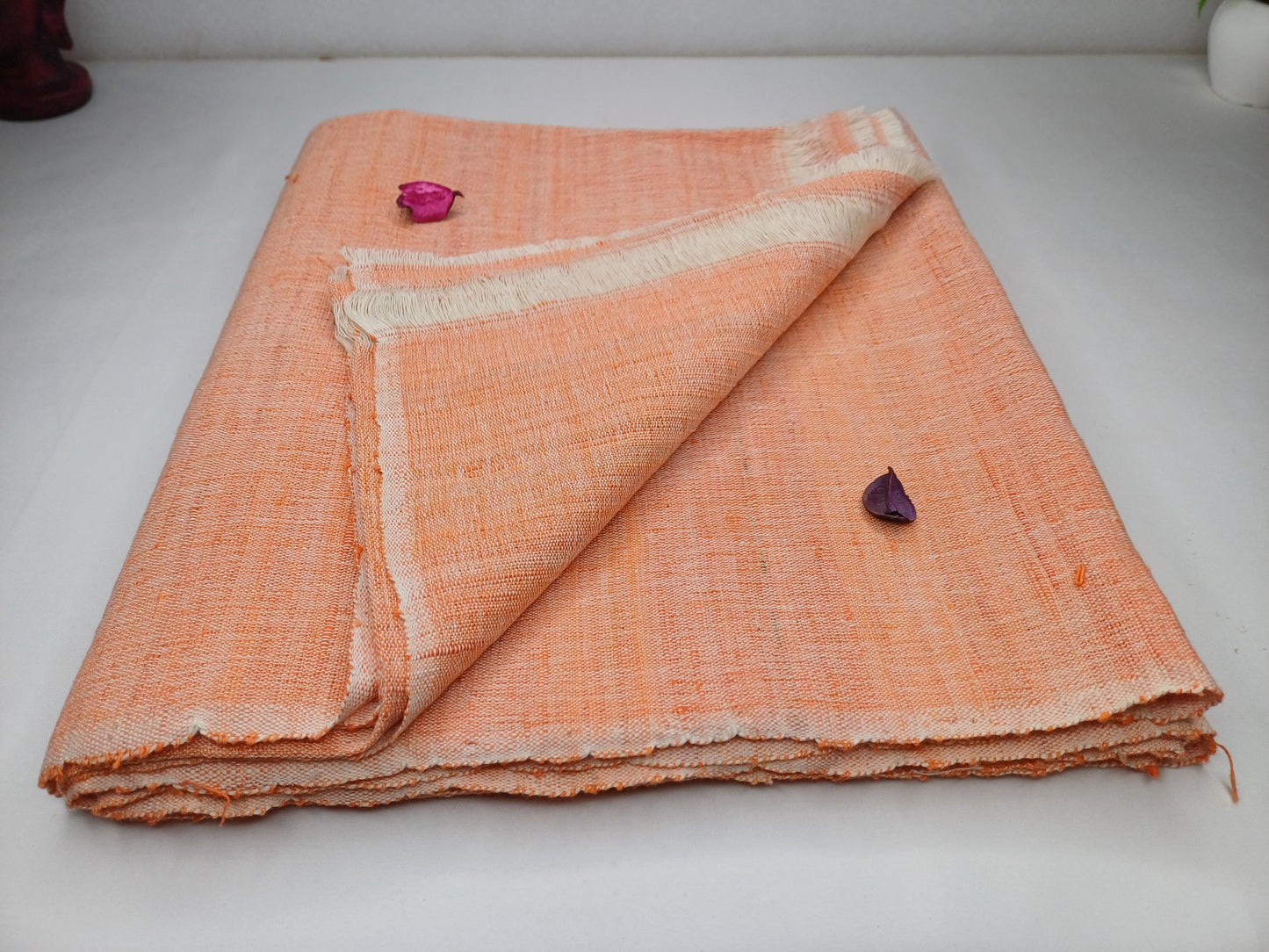 Large Traditional HandspunHandwoven Pink Raw Eri Silk Buddhist Meditation Shawl,Oversize Peace Silk Wrap,Non-Violent Silk Tantrik Prayer Zen