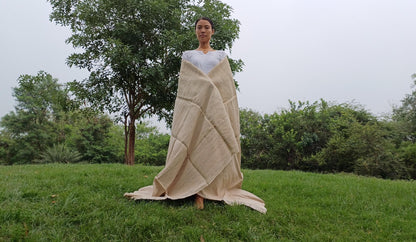 PEACE SILK Traditional Handspun/Handwoven Non-Violent Pure Raw Eri Silk Meditation Shawl/Scarf,Ethical Silk Tantrik Buddhist Prayer Wrap/Zen