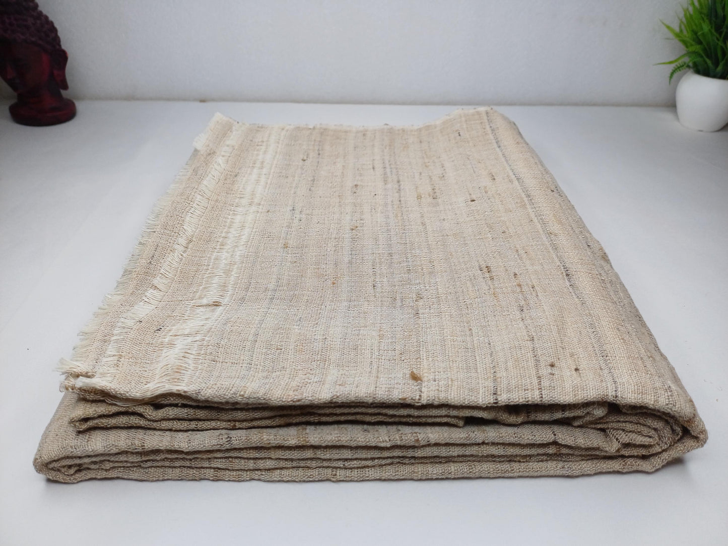 PEACE SILK Traditional Handspun/Handwoven Non-Violent Pure Raw Eri Silk Meditation Shawl/Scarf,Ethical Silk Tantrik Buddhist Prayer Wrap/Zen