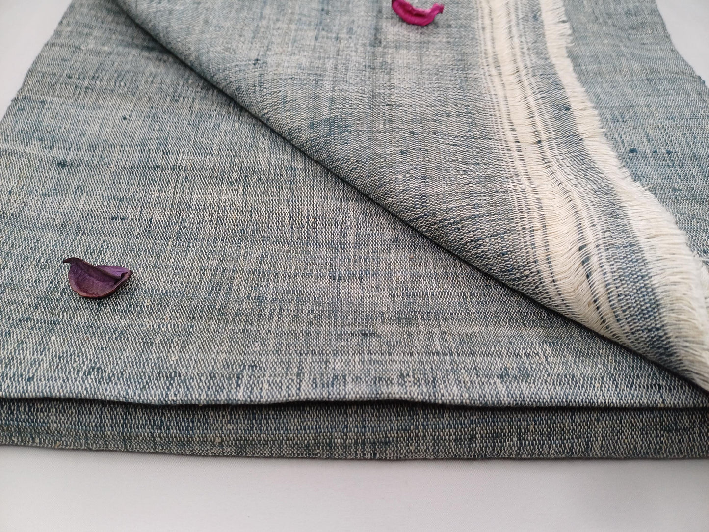 Large Traditional Handspun And Handwoven Indigo Blue Raw Eri Silk Meditation Shawl,Oversize Peace Silk Wrap,Non -Violent Eri Silk Prayer Zen