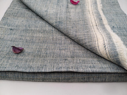 Large Traditional Handspun And Handwoven Indigo Blue Raw Eri Silk Meditation Shawl,Oversize Peace Silk Wrap,Non -Violent Eri Silk Prayer Zen