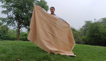 PEACE SILK Traditional Handspun/Handwoven Non-Violent Pure Raw Eri Silk Meditation Shawl/Scarf,Ethical Silk Tantrik Buddhist Prayer Wrap/Zen
