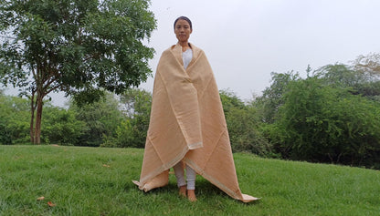 PEACE SILK Traditional Handspun/Handwoven Non-Violent Pure Raw Eri Silk Meditation Shawl/Scarf,Ethical Silk Tantrik Buddhist Prayer Wrap/Zen