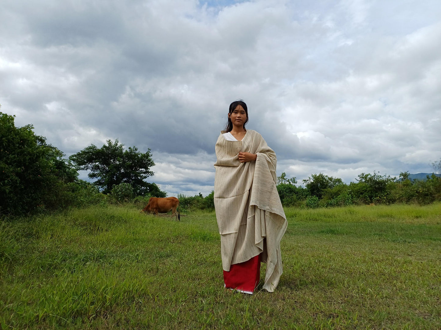 PEACE SILK Traditional Handspun/Handwoven Non-Violent Pure Raw Eri Silk Meditation Shawl/Scarf,Ethical Silk Tantrik Buddhist Prayer Wrap/Zen