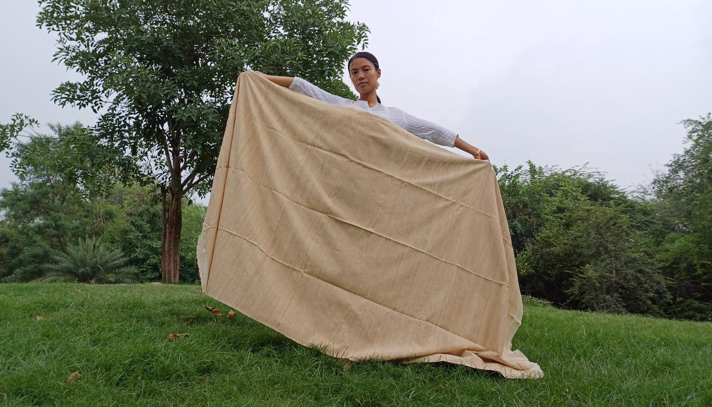 PEACE SILK Traditional Handspun/Handwoven Non-Violent Pure Raw Eri Silk Meditation Shawl/Scarf,Ethical Silk Tantrik Buddhist Prayer Wrap/Zen