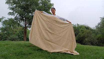 PEACE SILK Traditional Handspun/Handwoven Non-Violent Pure Raw Eri Silk Meditation Shawl/Scarf,Ethical Silk Tantrik Buddhist Prayer Wrap/Zen
