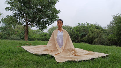 PEACE SILK Traditional Handspun/Handwoven Non-Violent Pure Raw Eri Silk Meditation Shawl/Scarf,Ethical Silk Tantrik Buddhist Prayer Wrap/Zen