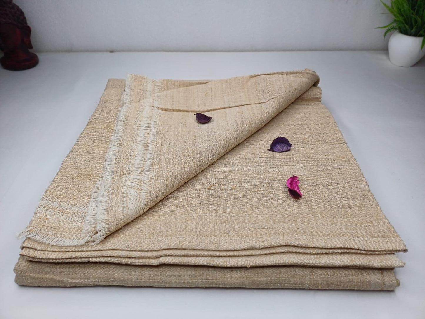 PEACE SILK Traditional Handspun/Handwoven Non-Violent Pure Raw Eri Silk Meditation Shawl/Scarf,Ethical Silk Tantrik Buddhist Prayer Wrap/Zen